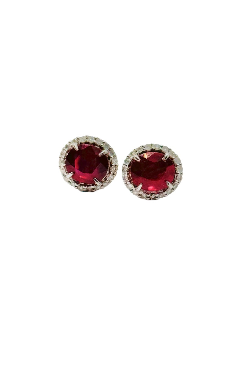 Ruby Halo Studs