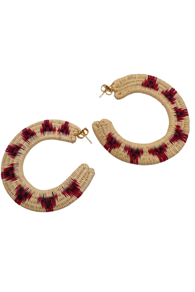 Iris Hoops Ivory & Red
