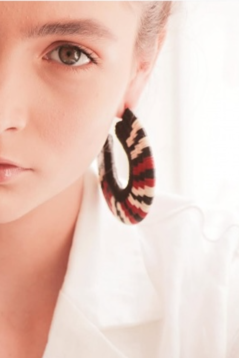 Iris Hoops Black, Red & Ivory