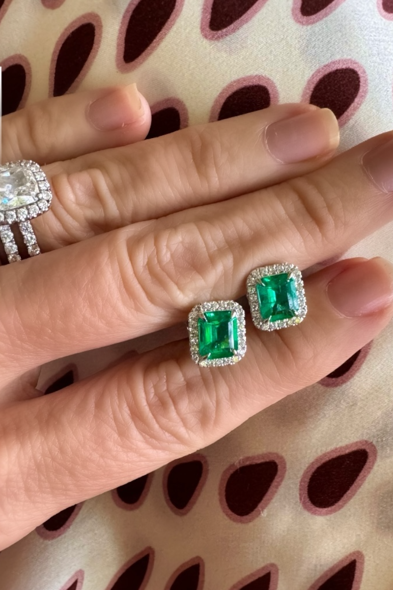 Emerald Halo Studs