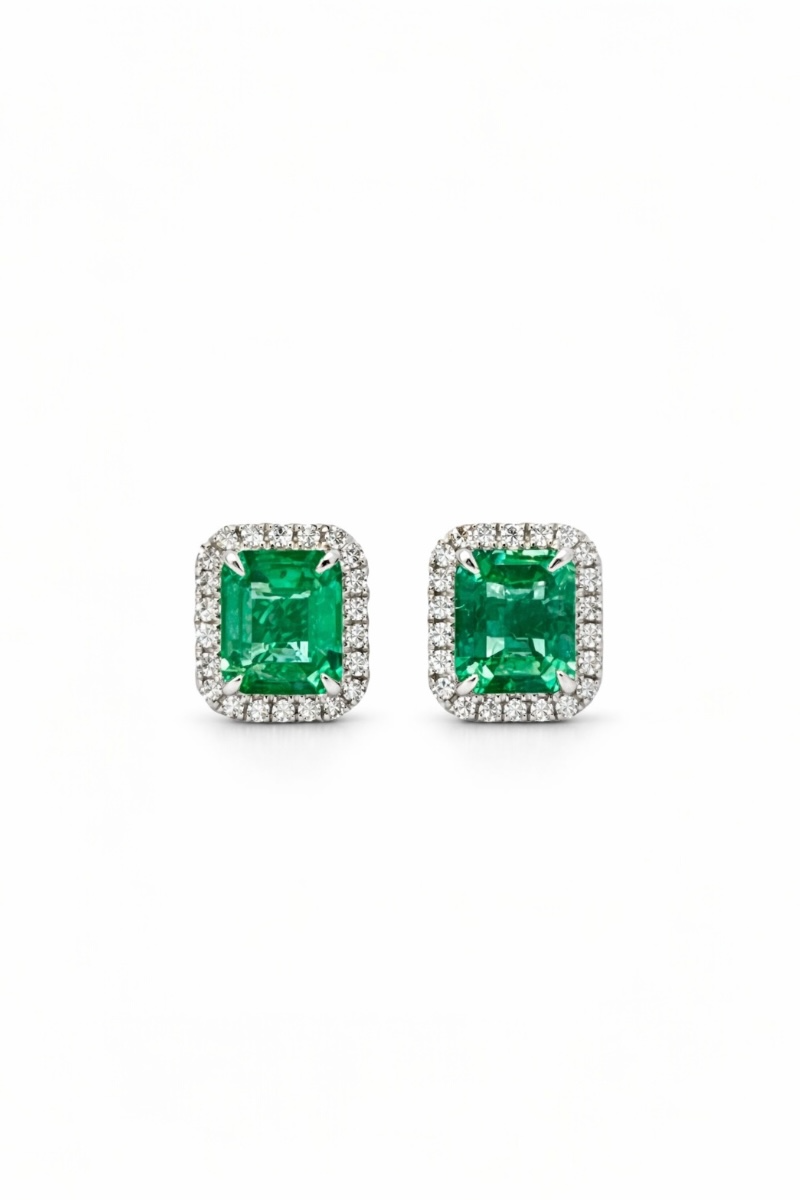 Emerald Halo Studs