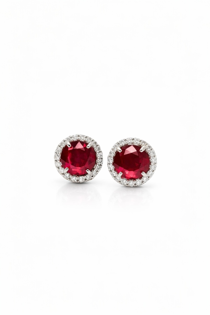 Ruby Halo Studs