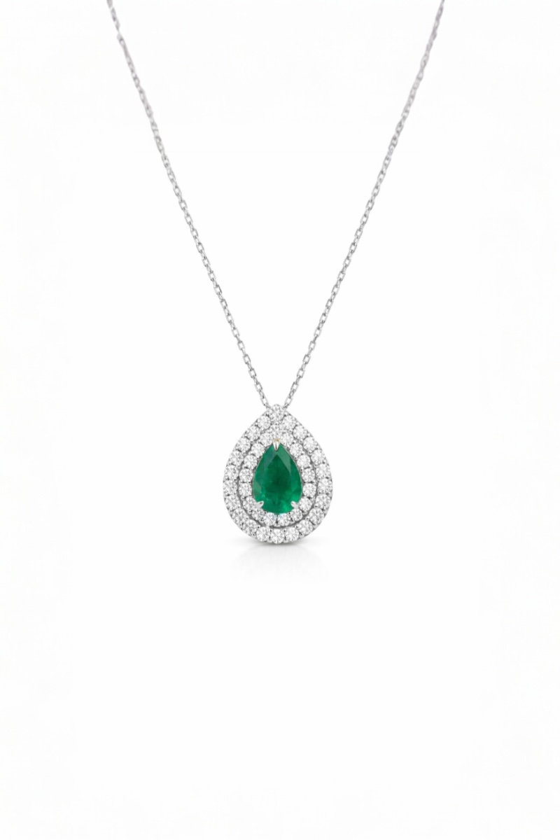 Double Halo Emerald Charm