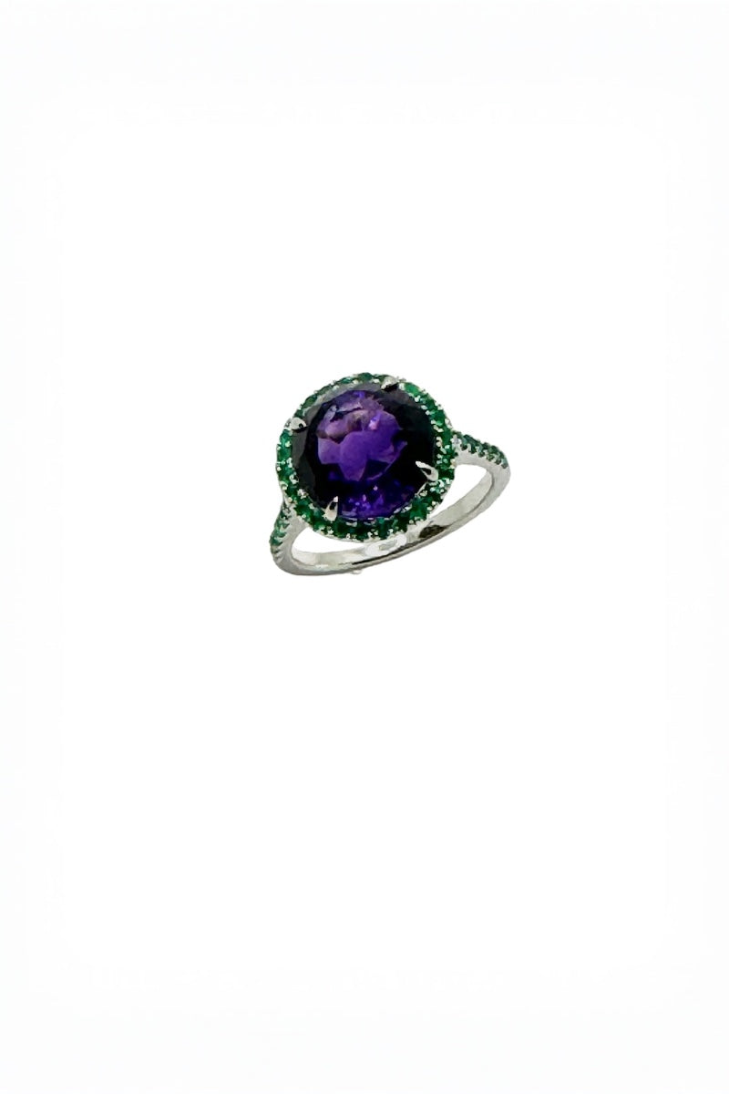 Amethyst and Emeralds Roma Ring