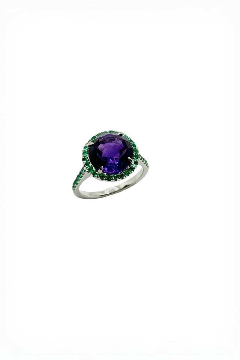 Amethyst and Emeralds Roma Ring