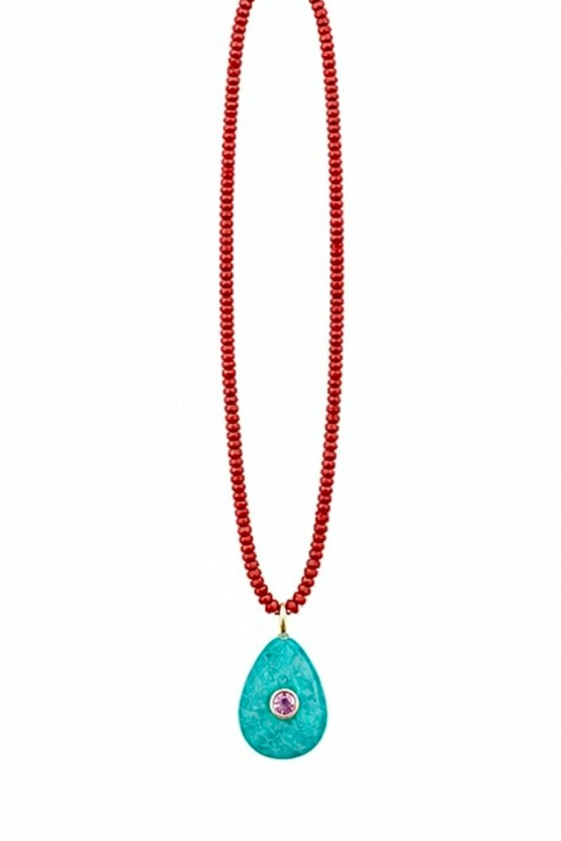Red and Turquoise drop Talisman