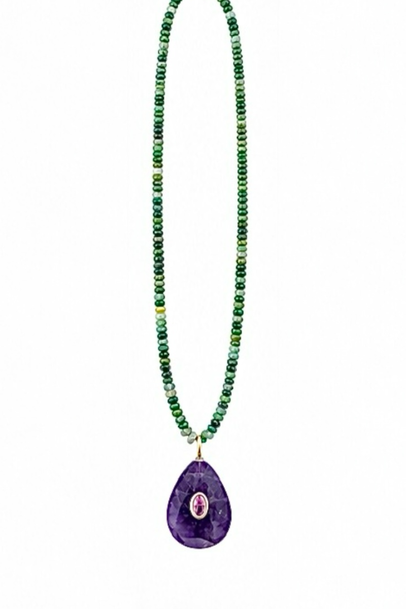 Green and Amethyst drop Talisman