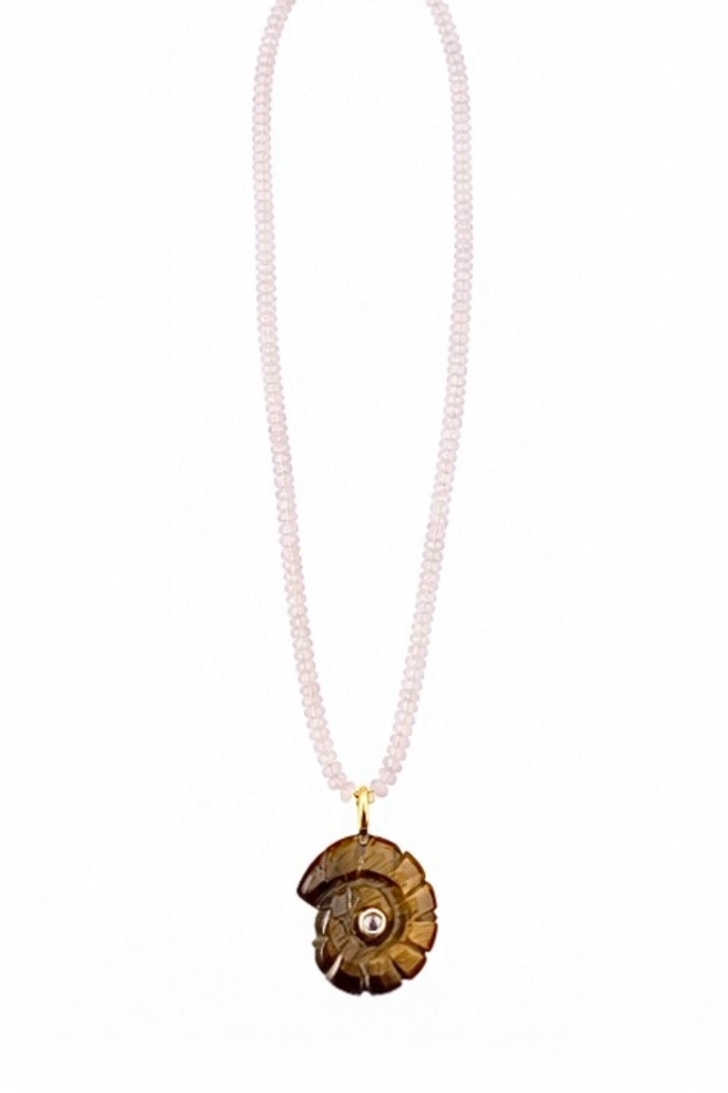 Pink and Tiger eye shell Talisman
