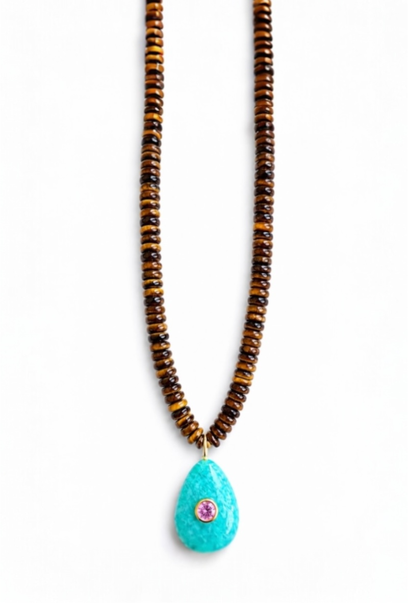 Tiger Eye and Turquoise drop Talisman
